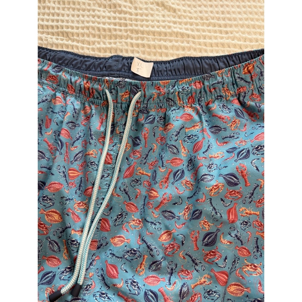 Peter‎ Millar Swim Trunks Mens XL Blue Lobster Crab Fish Print 8 Inch Inseam